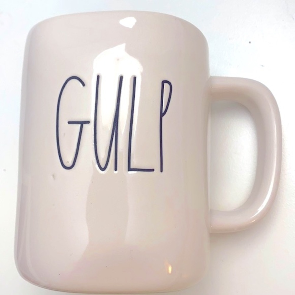 NWOT Rae Dunn Artisan Collection by Magenta White & Black “Gulp” Coffee Mug